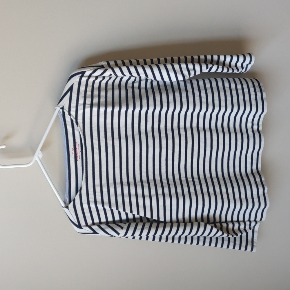 VINEYARD VINES  Cropped Striped Pullover Top Navy Cream Size Small